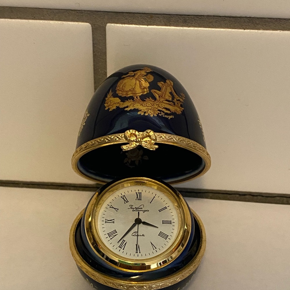 Blue and Gold Decorative Limoges Box Clock